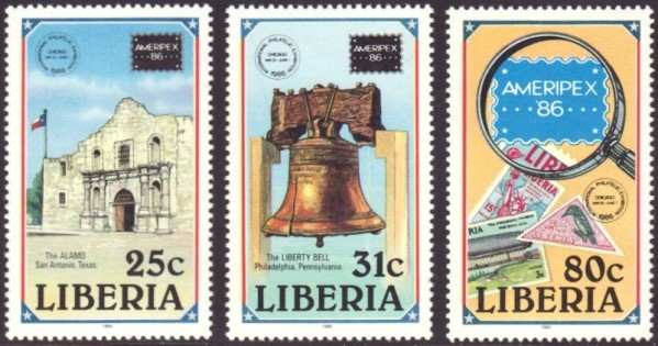 Liberia 1986 AMERIPEX Stamp Exhibition Stamps