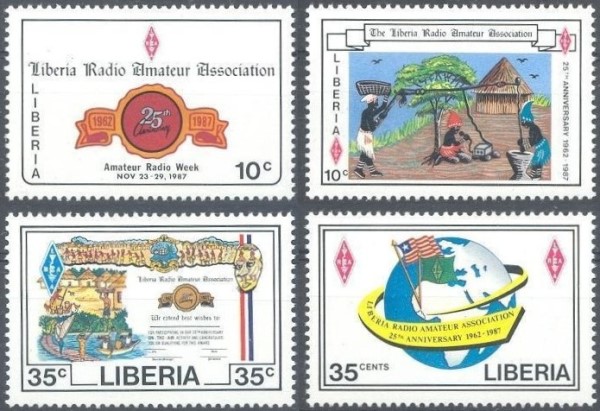 Liberia 1987 25th Anniversary of the Amateur Radio Association Stamps