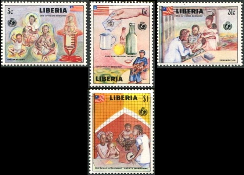 Liberia 1988 U.N. Child Survival Campaign (UNICEF) Stamps