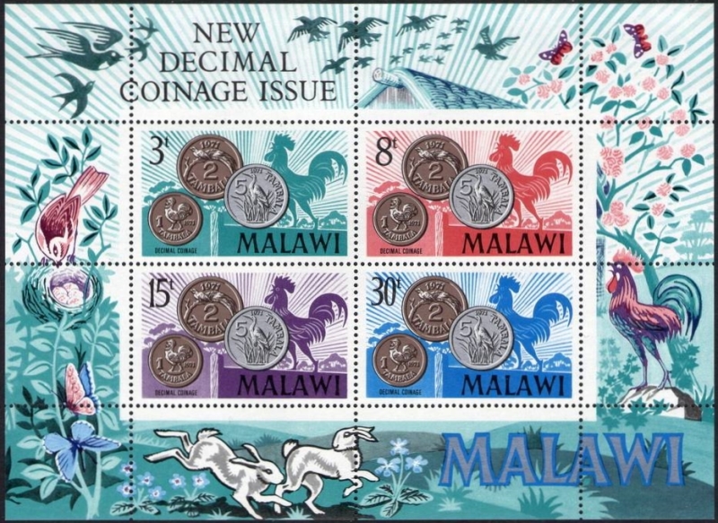 Malawi 1971 Decimal Coinage Souvenir Sheet