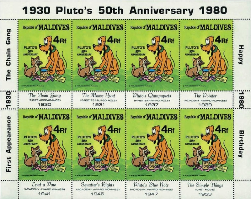 1981 50th Anniversary of Walt Disney Character PLUTO Sheetlet of 8
