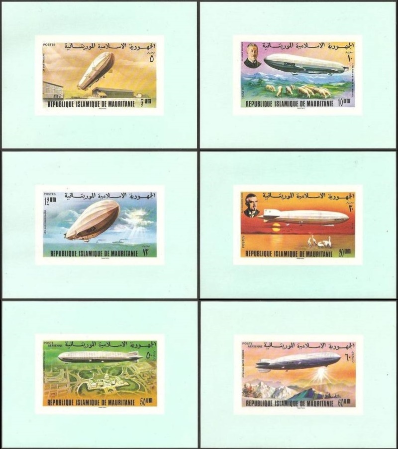 Mauritania 1976 75th Anniversary of the Zeppelin Deluxe Sheetlet Set with Green Background