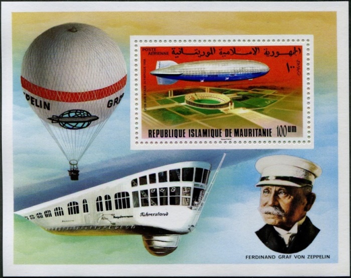 Mauritania 1976 75th Anniversary of the Zeppelin Souvenir Sheet