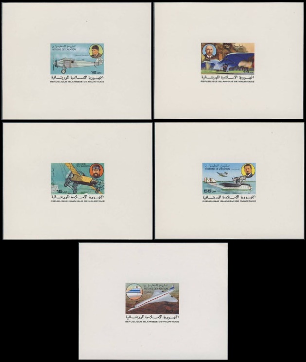 Mauritania 1977 History of Aviation Deluxe Sheetlet Set with Tan Background