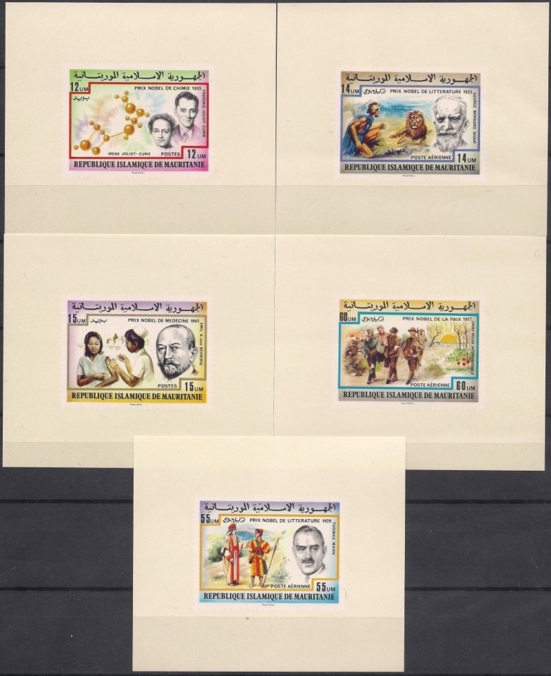 Mauritania 1977 Nobel Prize Winners Deluxe Sheetlet Set