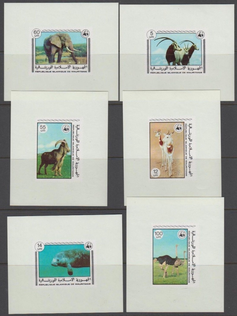 Mauritania 1978 Endangered Animals (WWF) Deluxe Sheetlet Set with Pale Green Background