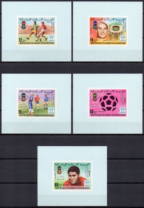 Mauritania 1978 Argentina Victory of the World Cup Soccer Championship Deluxe Sheetlet Set with Light Blue Background
