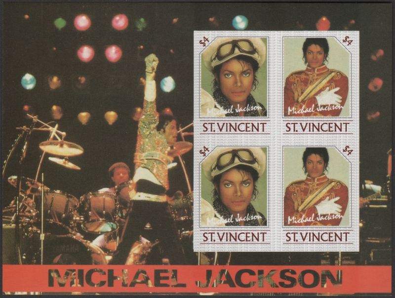 Saint Vincent 1985 Michael Jackson Imperforate Stamp Souvenir Sheet Forgery