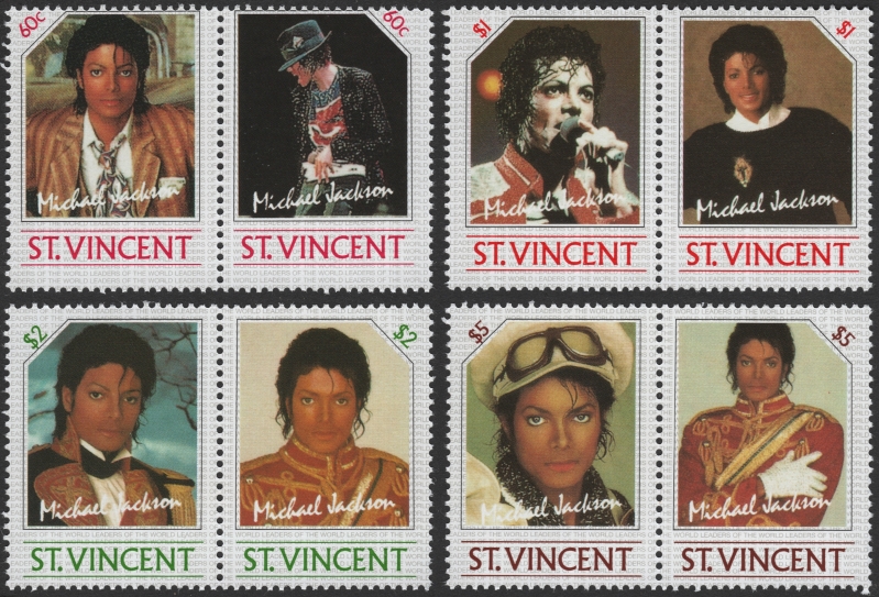 Saint Vincent 1985 Michael Jackson Perforated Stamp Forgeries