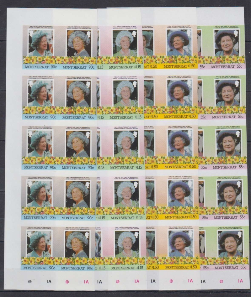 Montserrat 1985 Queen Elizabeth 85th Birthday Imperforate Stamp Forgery Set offered by balticamber2011