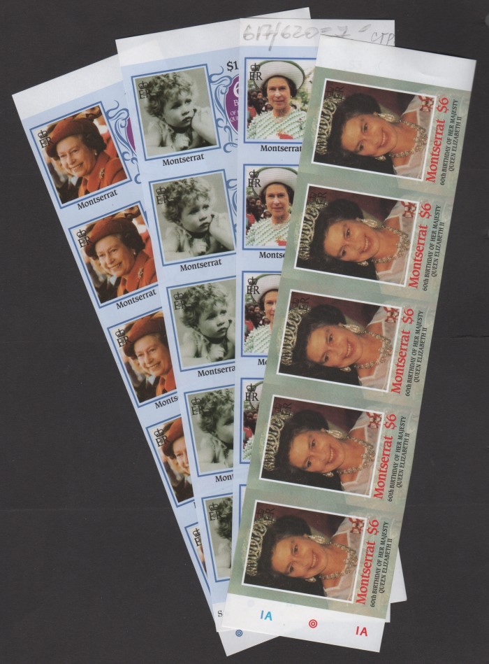 Montserrat 1986 60th Birthday of Queen Elizabeth II Fake Imperforate Stamps
