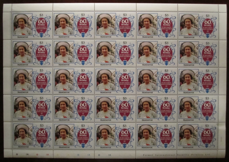 1986 60th Birthday of Queen Elizabeth Original print Stamp Pane