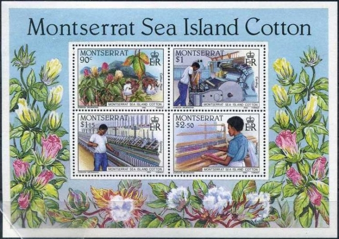 1985 Montserrat Sea Island Cotton Industry Souvenir Sheet