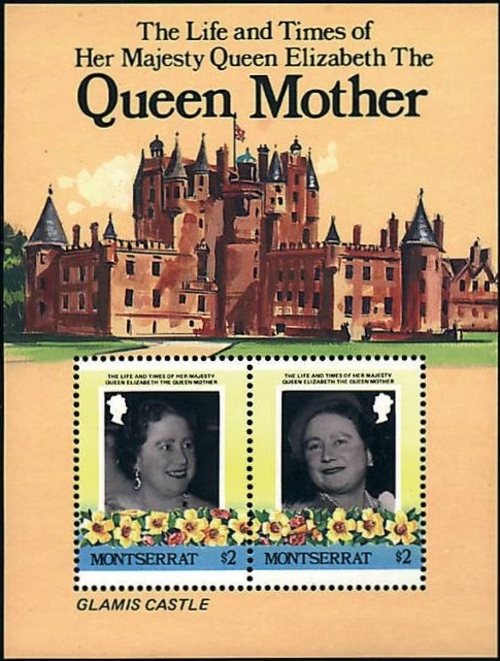 1985 Life and Times of Queen Elizabeth the Queen Mother $2.00 Glamis Castle Souvenir Sheet