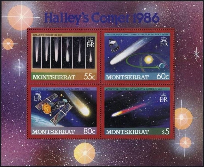 1986 Appearance of Halley's Comet purplish Souvenir Sheet