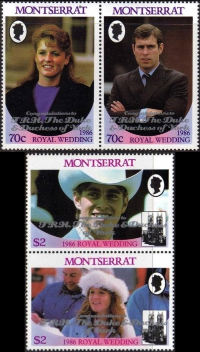 1986 Royal Wedding of Sarah Ferguson and Prince Andrew Overprinted Stamps