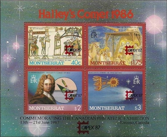 1987 Grayish Halley's Comet Souvenir Sheet Overprinted CAPEX 87
