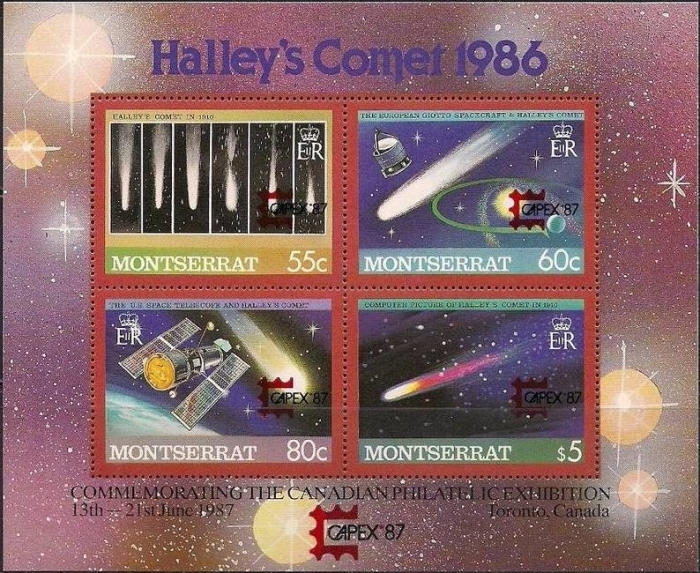 1987 Purplish Halley's Comet Souvenir Sheet Overprinted CAPEX 87