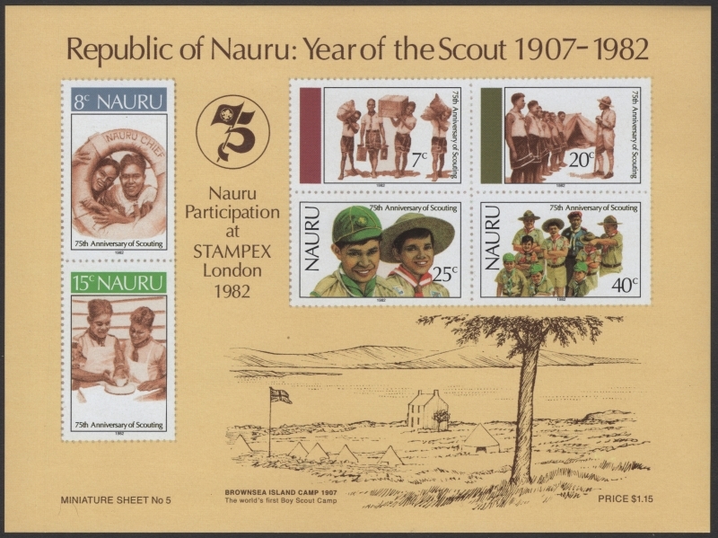 Nauru 1982 Scouting Year Imperforate Stamp Souvenir Sheet Forgery