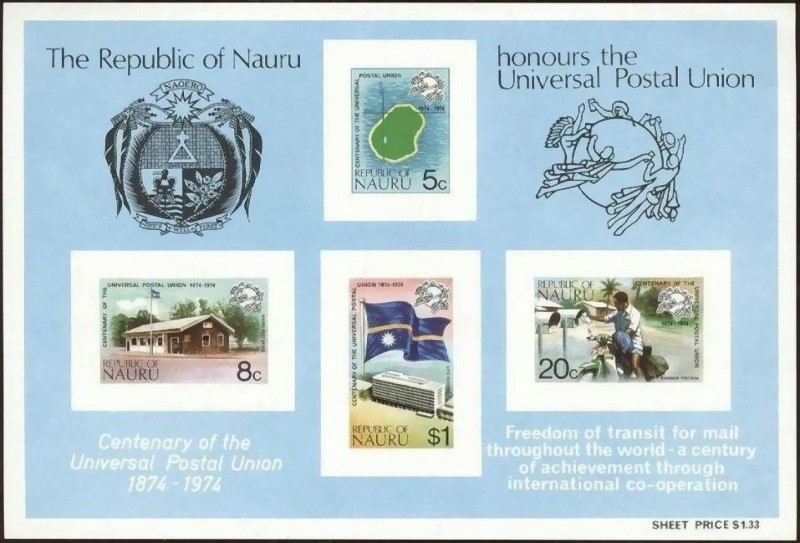 1974 Centenary of the Universal Postal Union Souvenir Sheet