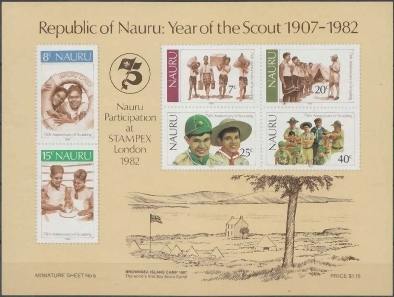 1982 75th Anniversary of the Boy Scout Movement and STAMPEX Expo Souvenir Sheet