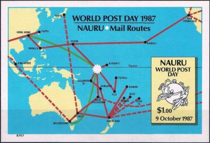 1987 World Post Day Souvenir Sheet