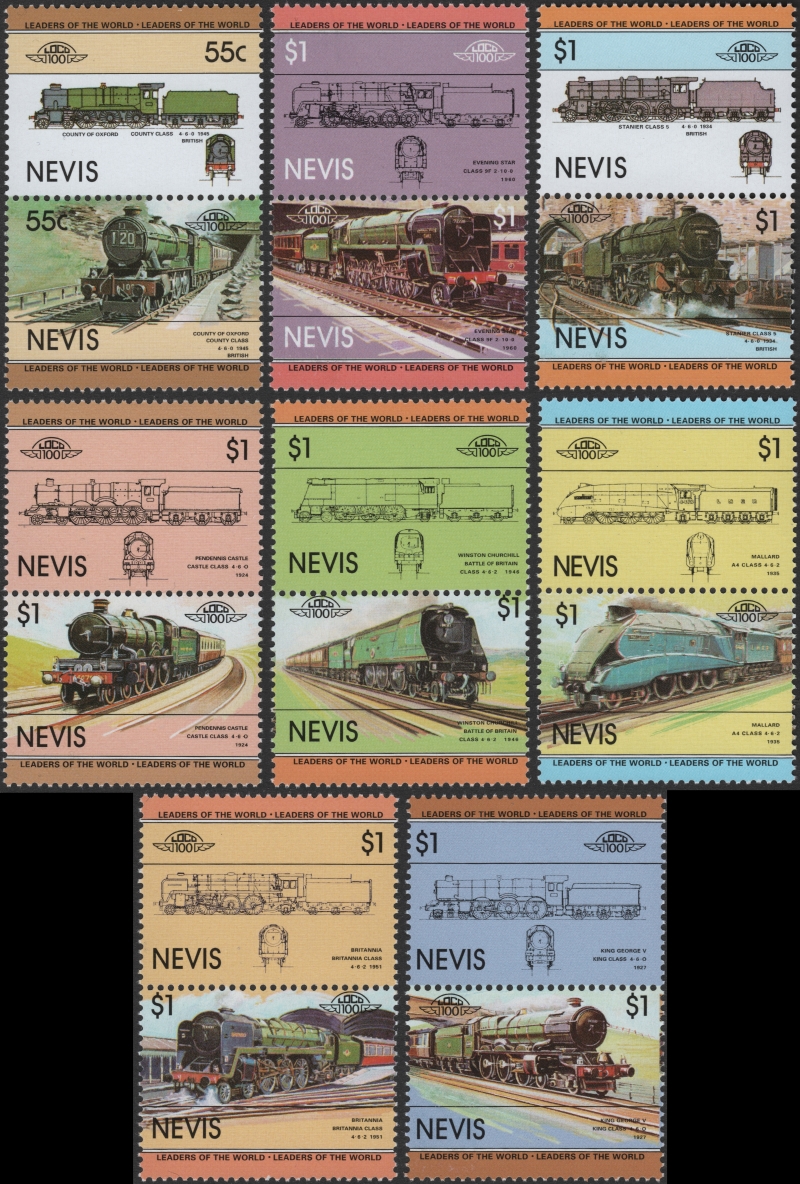 Nevis 1983 Leaders of the World Locomotives 1st Series Forgery Set