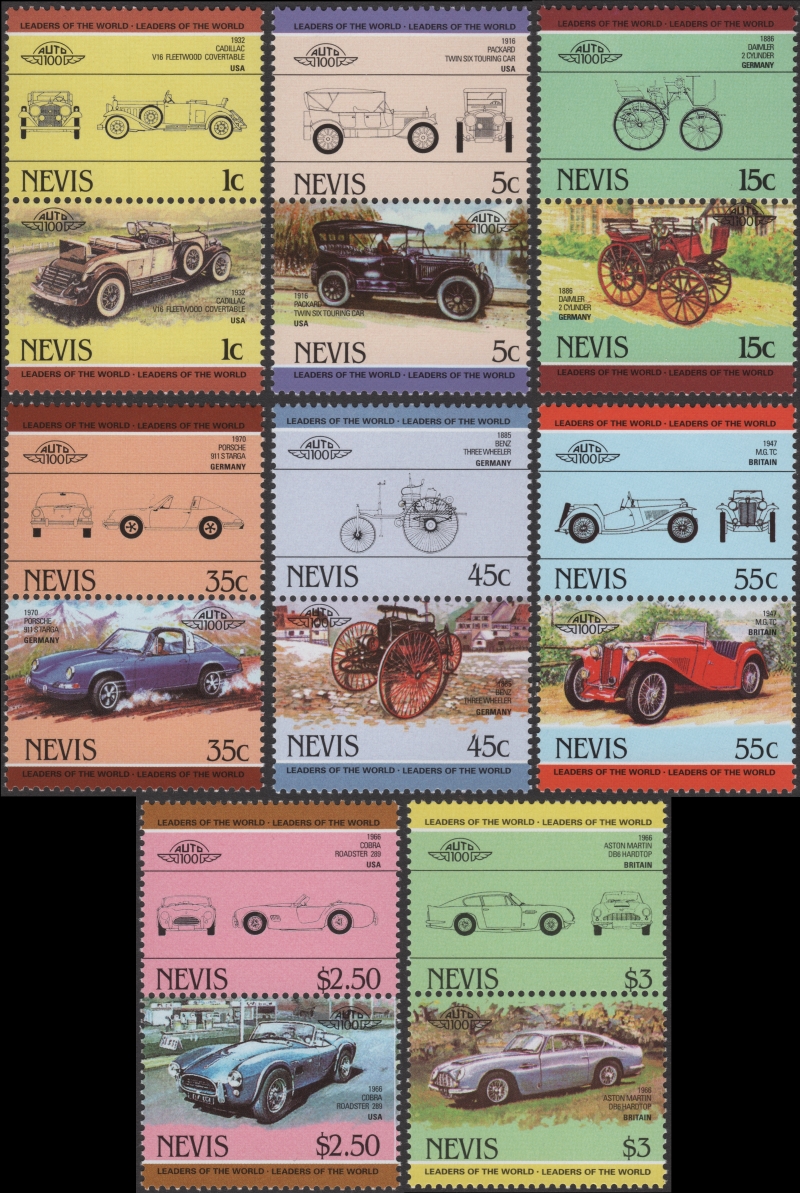 Nevis 1984 Leaders of the World Automobiles 1st Series Forgery Set