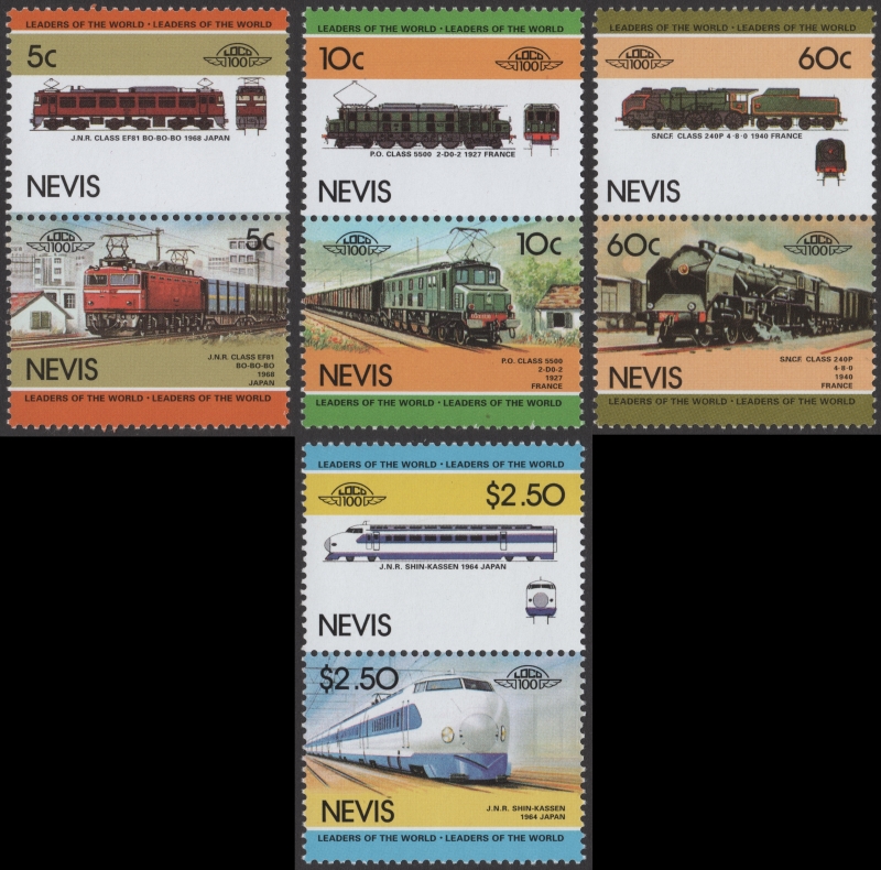 Nevis 1984 Leaders of the World Locomotives 2nd Series Forgery Set