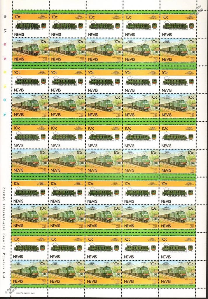 Nevis 1984 Locomotives Original print Stamp Pane