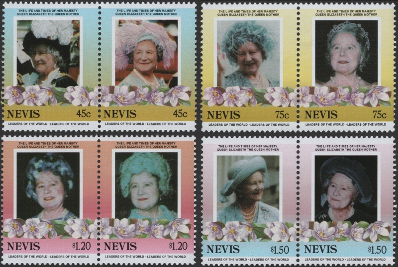 Nevis 1985 Queen Elizabeth 85th Birthday Stamp Forgery Set