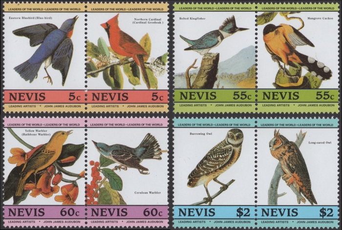 Nevis 1985 Audubon Birds 1st Issue Forgery Set