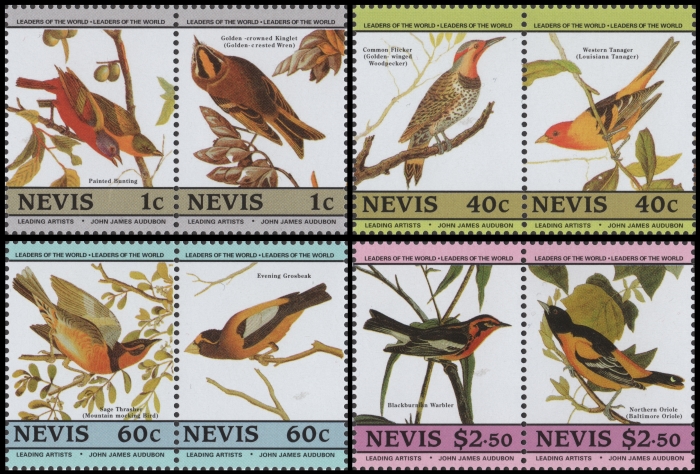 Nevis 1985 Audubon Birds 2nd Issue Forgery Set