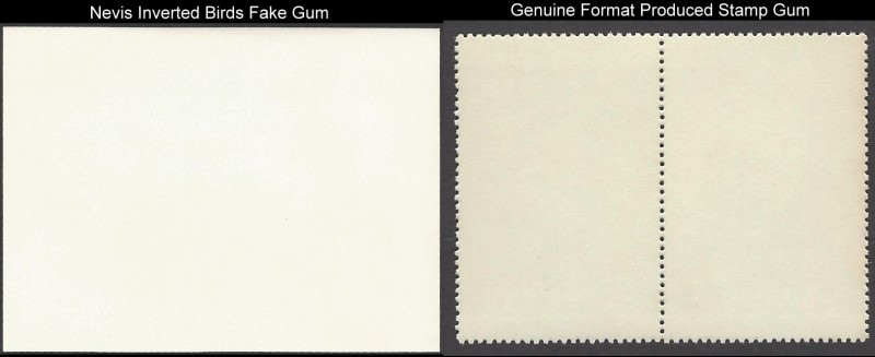 Nevis 1985 Audubon Birds Invert error Forgery Stamp Gum Comparison
