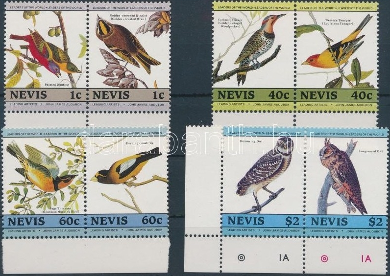 Nevis 1985 Audubon Birds Original print Lower Left Corner Stamp Pair