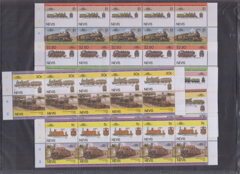 Nevis Leaders of the World Locomotives 4th Series Perforated Forgery Lot Sold on Ebay