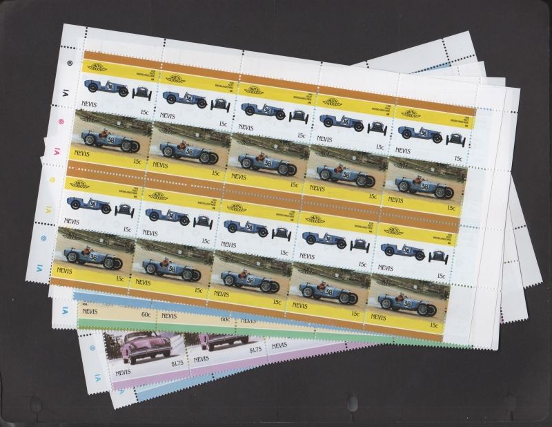 Nevis 1986 Leaders of the World Automobiles 6th Series Forgery Part Pane Set