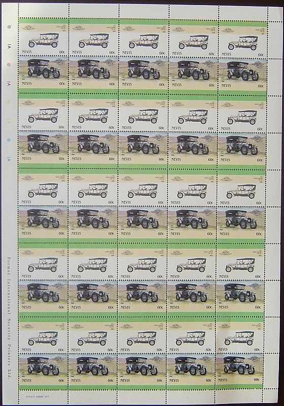 Nevis 1986 Automobiles Original print 60c Stamp Pane
