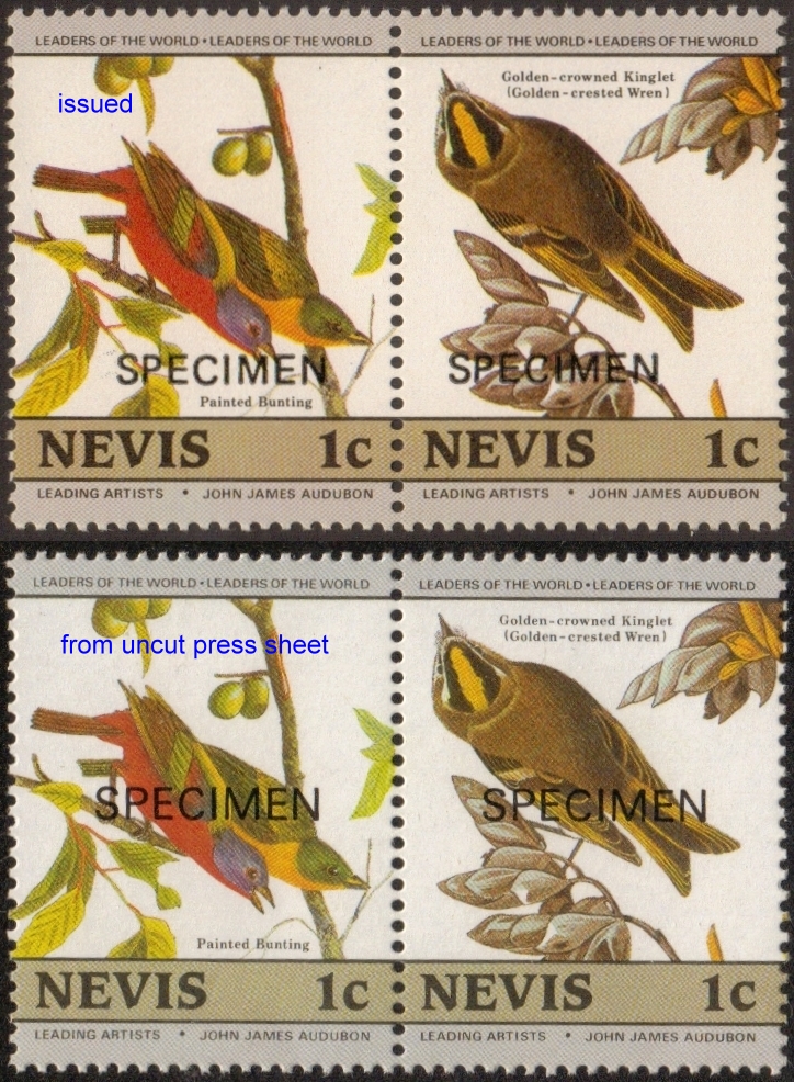 1985 Birth Bicentenary of John J. Audubon Birds SPECIMEN Overprinted Stamp Enlarged View
