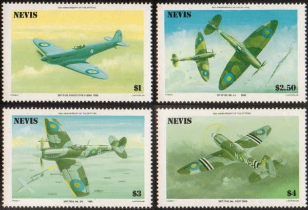 1986 50th Anniversary of the Spitfire error (missing red) Stamps