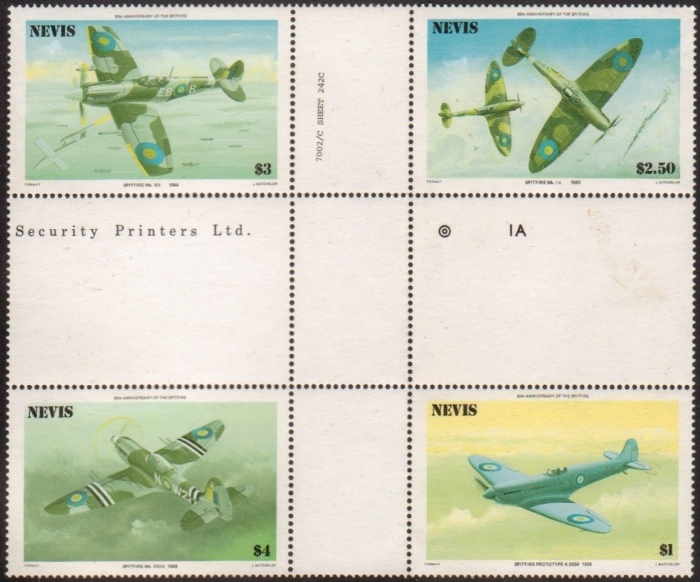 1986 50th Anniversary of the Spitfire error (missing red) Center Cross Gutter