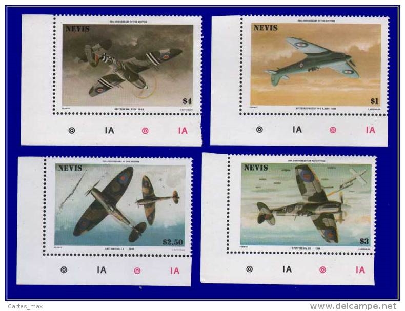 Nevis 1986 Spitfires Inverted Stamp Forgery Set