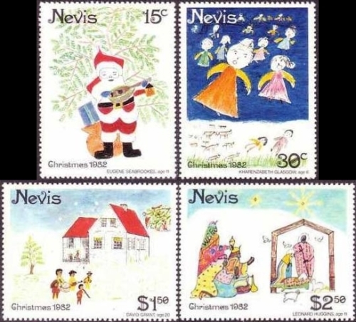 1982 Christmas, Childrens Paintings Stamps
