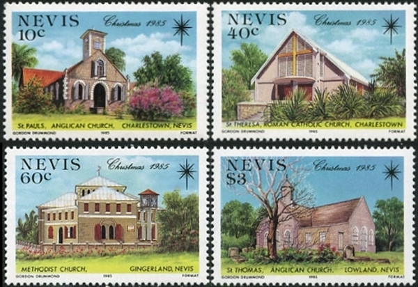 1985 Christmas, Churches of Nevis (1st series) Stamps