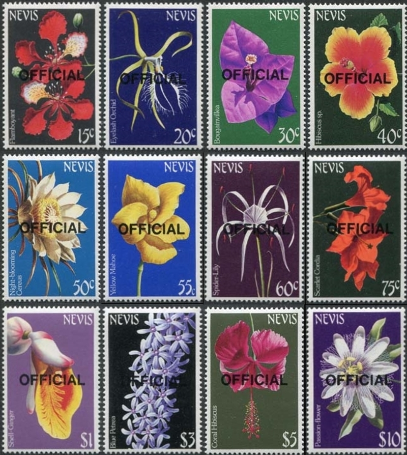 1985 FLOWERS Issues OFFICIAL Overprinted Stamps
