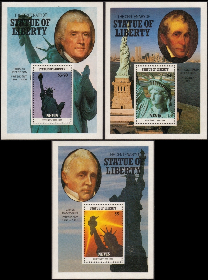1987 Statue of Liberty Unissued Souvenir Sheets with White Borders