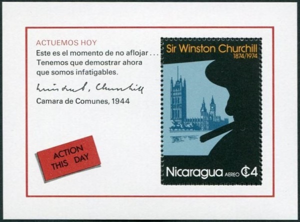 1974 Birth Centenary of Sir Winston Churchill Houses of Parliament Souvenir Sheet