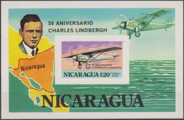 1977 50th Anniversary of Lindbergh's Transatlantic Flight Imperforate Souvenir Sheet