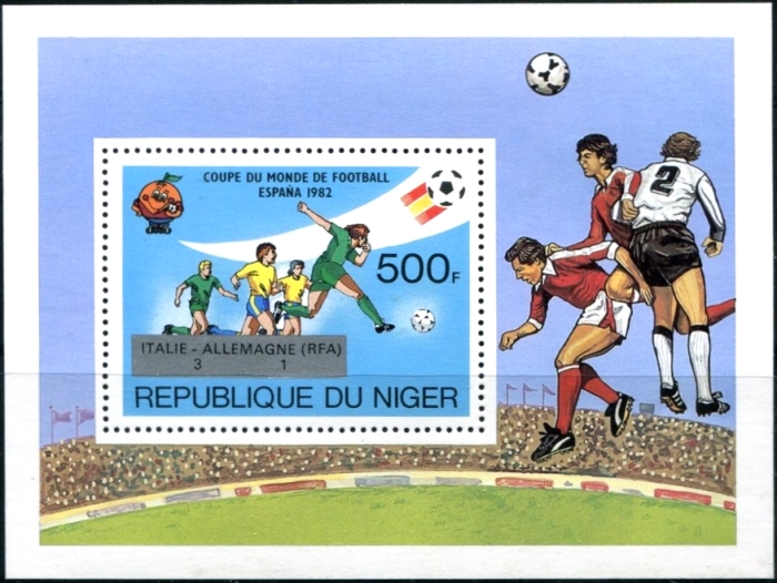 Niger 1982 World Cup Soccer Championship Winners Souvenir Sheet