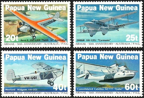 1984 50th Anniversary of the Papua-Australia Airmail Service Stamps